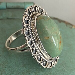 Green turquoise sterling silver ring